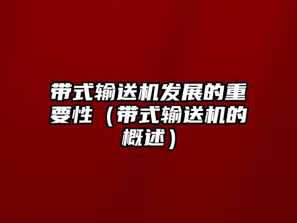 帶式輸送機(jī)發(fā)展的重要性（帶式輸送機(jī)的概述）