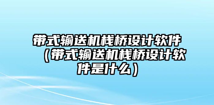 帶式輸送機棧橋設計軟件（帶式輸送機棧橋設計軟件是什么）