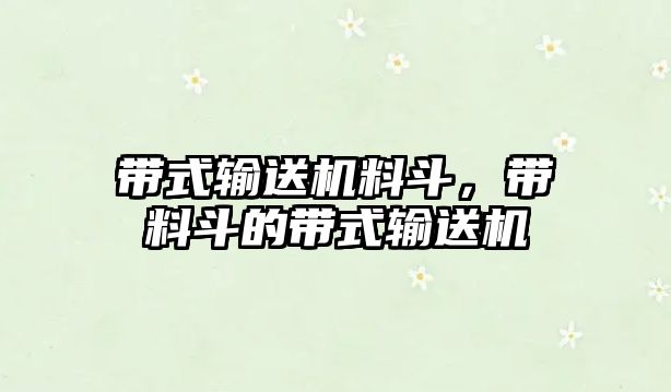 帶式輸送機(jī)料斗,帶料斗的帶式輸送機(jī)